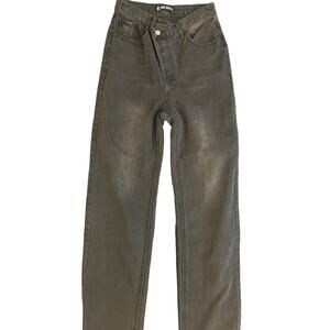 Dolls Kill The Kript Black Denim Jeans XS 25 inch Waist Button Fly Classic